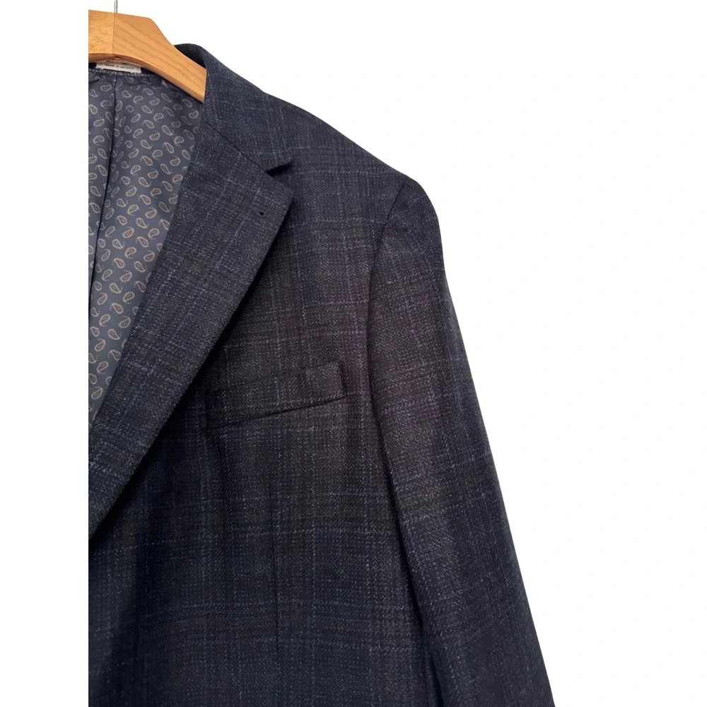 Joseph Abboud Hamilton Soft 50L Sport Coat Lanificio Di Pray Wool Navy Plaid